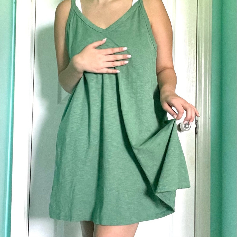 green cotton tank dress